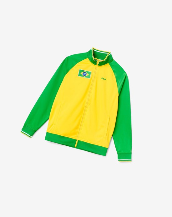 Fila Brazil Pista Jacket Amarillo Verde Blancas | 03URWIJMK