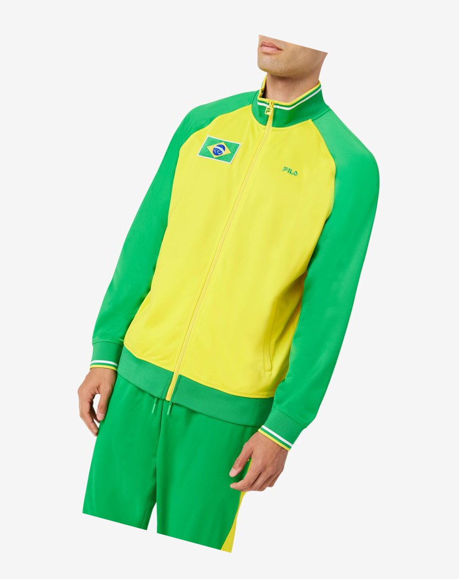 Fila Brazil Pista Jacket Amarillo Verde Blancas | 78LKIQHXB