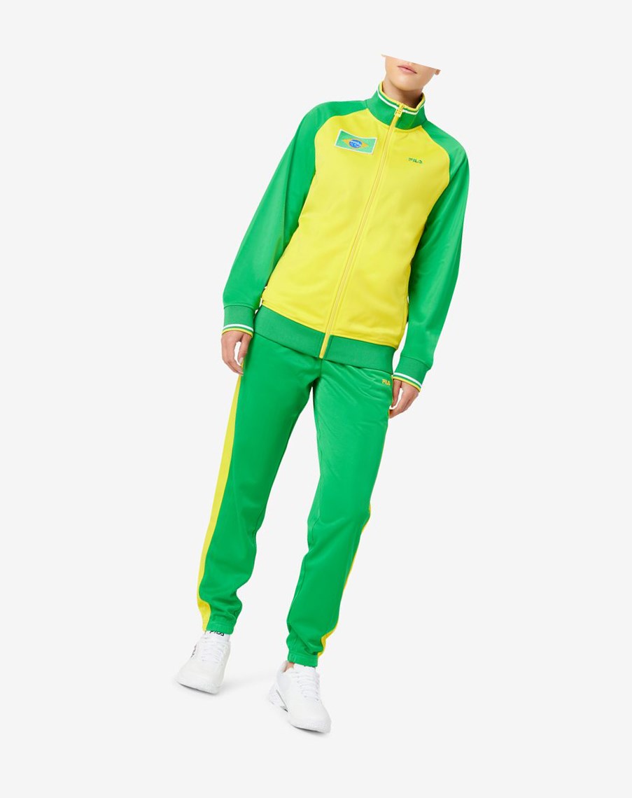 Fila Brazil Pista Jacket Amarillo Verde Blancas | 78LKIQHXB