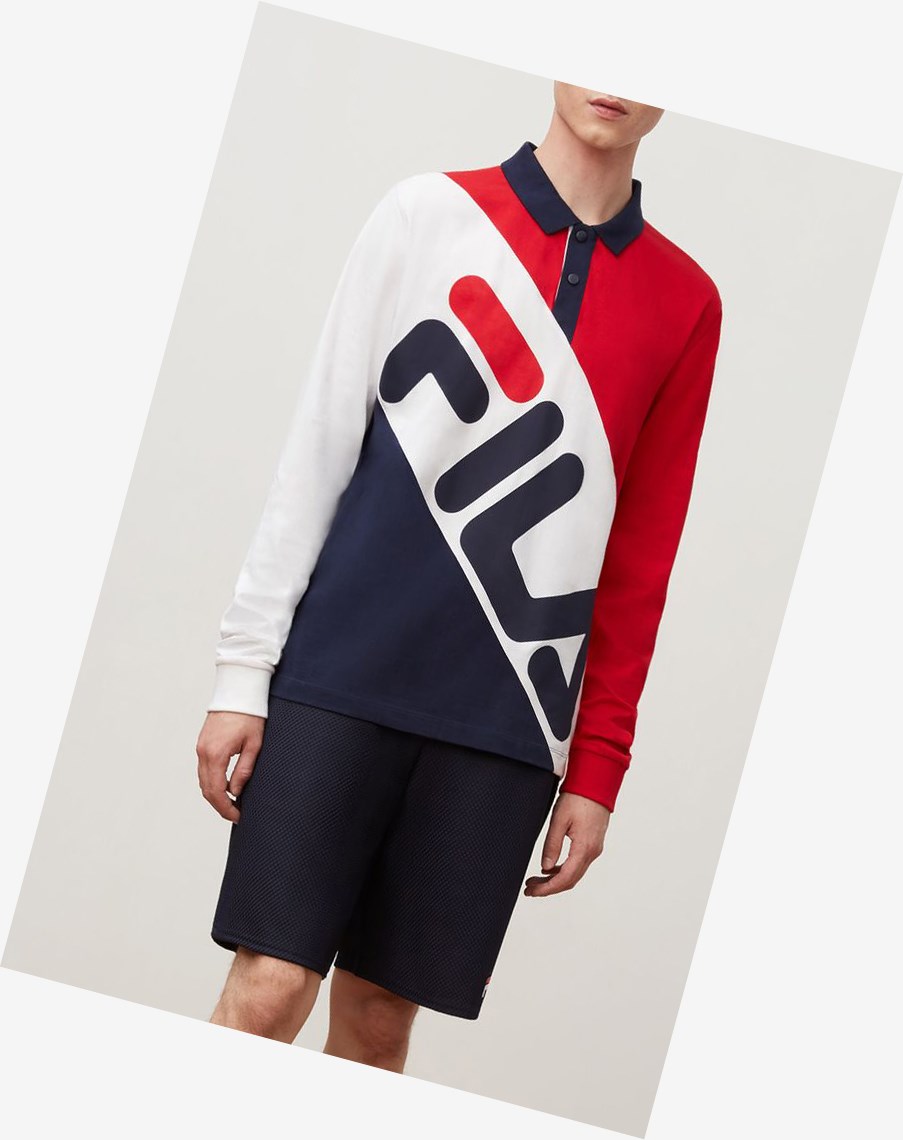 Fila Taygen Rugby Shirt Peac/Wht/Cred | 16KPOHMAV